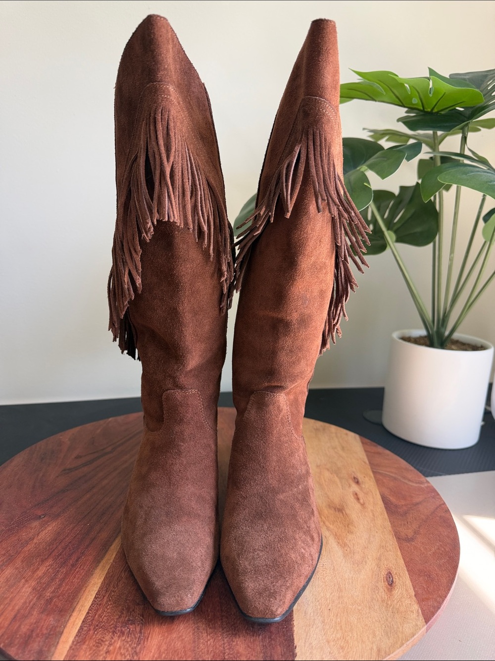Vintage Gianni Brown Leather Fringe Western Boots Women’s Size 7 - Picture 5 of 10